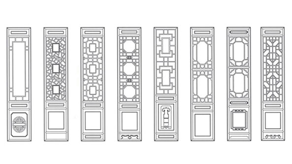 柳城喜迎门中式花格CAD设计图样式大全