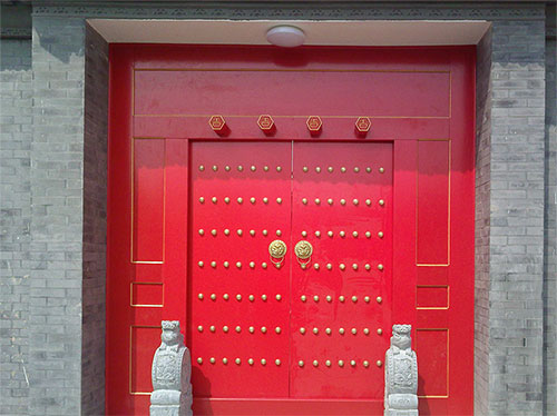 柳城中国传统四合院系列朱红色中式木制大门木作